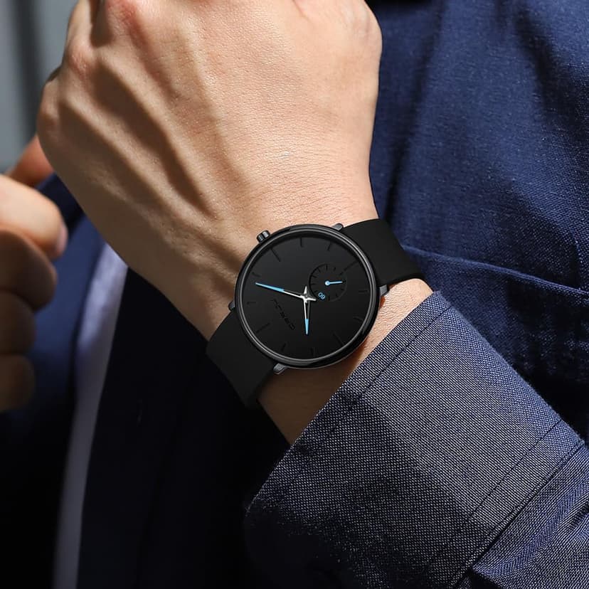 CRRJU Men’s Women Watch Casual Stylish Waterproof Quartz Unisex Wristwatches, Ultra Thin Watches for Men Women, Colorful Silicone Band