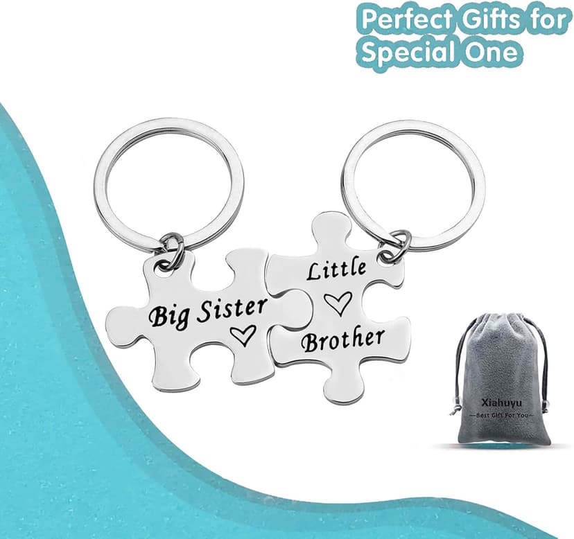 Sister Brother Keychain Set Brother and Sister Gifts for Little Brother Big Sister Keychain Set for Little Brother Gifts from Big Sister Christmas Birthday Gifts Family Gifts for Sister Brother