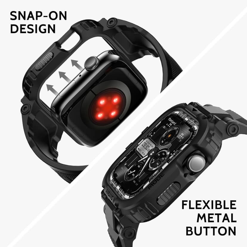 amBand M1 Sport Case Band for Apple Watch Ultra 3/2/1 & SE 3/2/1 & Series 11 10 9 8 7 6 5 4 3 49mm 46mm 45mm 44mm 42mm 41mm 40mm 38mm, Shockproof & Scratch Resistant Rugged Bumper for Men