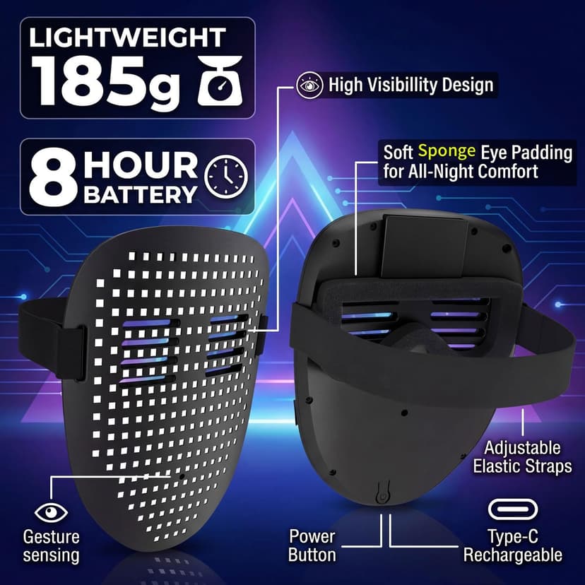 Gift for Halloween Digital Mask Birthday Christmas Rave Party,Cool Toy for Kids Adults,50 Changing Face Patterns,Rechargeable MEGOO Led Light up Mask with Gesture Sensing, Halloween Gifts for Teen Boys B09Y9DT9W7