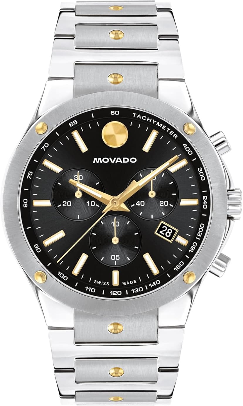 Movado SE Men's Sport Watch - Swiss Quartz Chronograph Movement, Stainless Steel Link Bracelet - 5 ATM Water Resistance - Luxury Fashion Timepiece for Him - 42mm