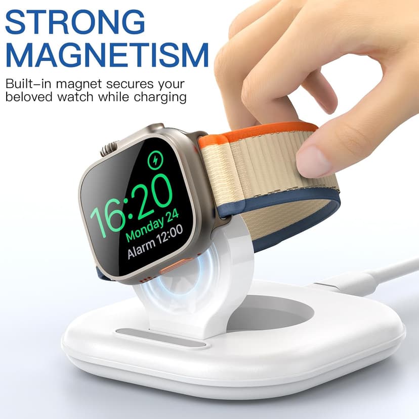 for Apple Watch Magnetic Charging Dock - Fast Magnetic Charger Stand, Compatible with Apple Watch Series 2/3/4/5/6/7/8/9/10/Ultra 1 2, Supports Nightstand Mode, Portable Design for Travel