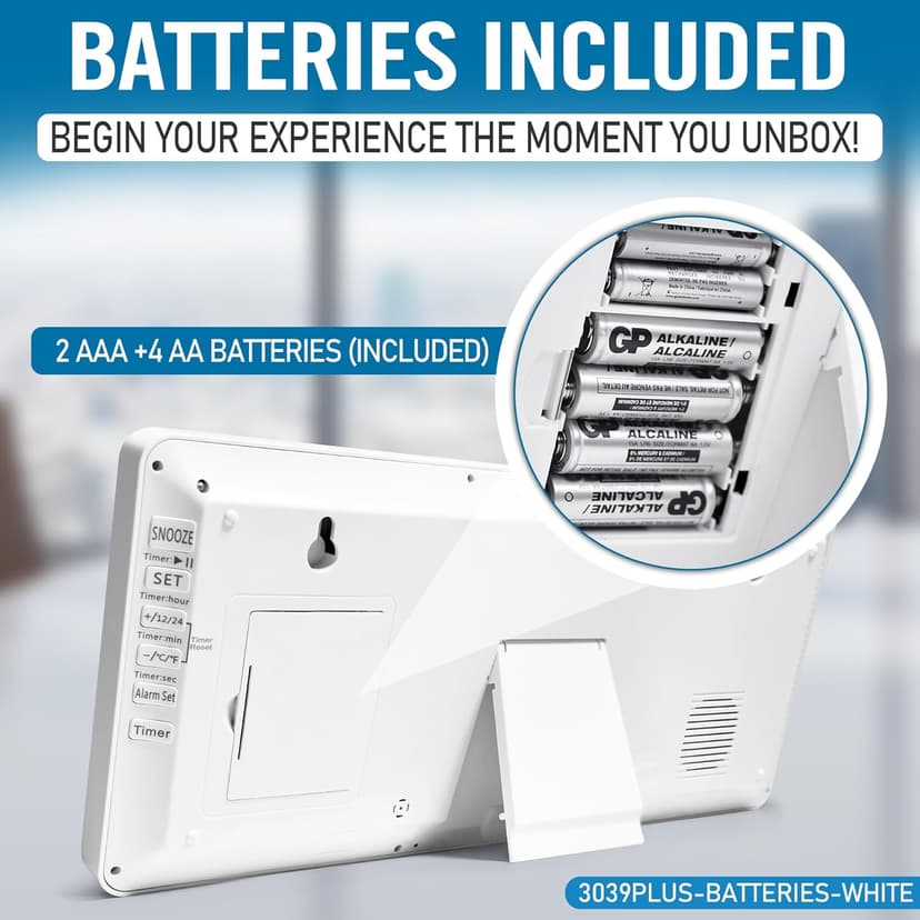 Large Digital (6" Numbers) Wall Clock Battery Operated, 18.4" Walll Clock Display with Day, Date & Temperature, Large Wall Clock for Bedroom, Livingroom, Office