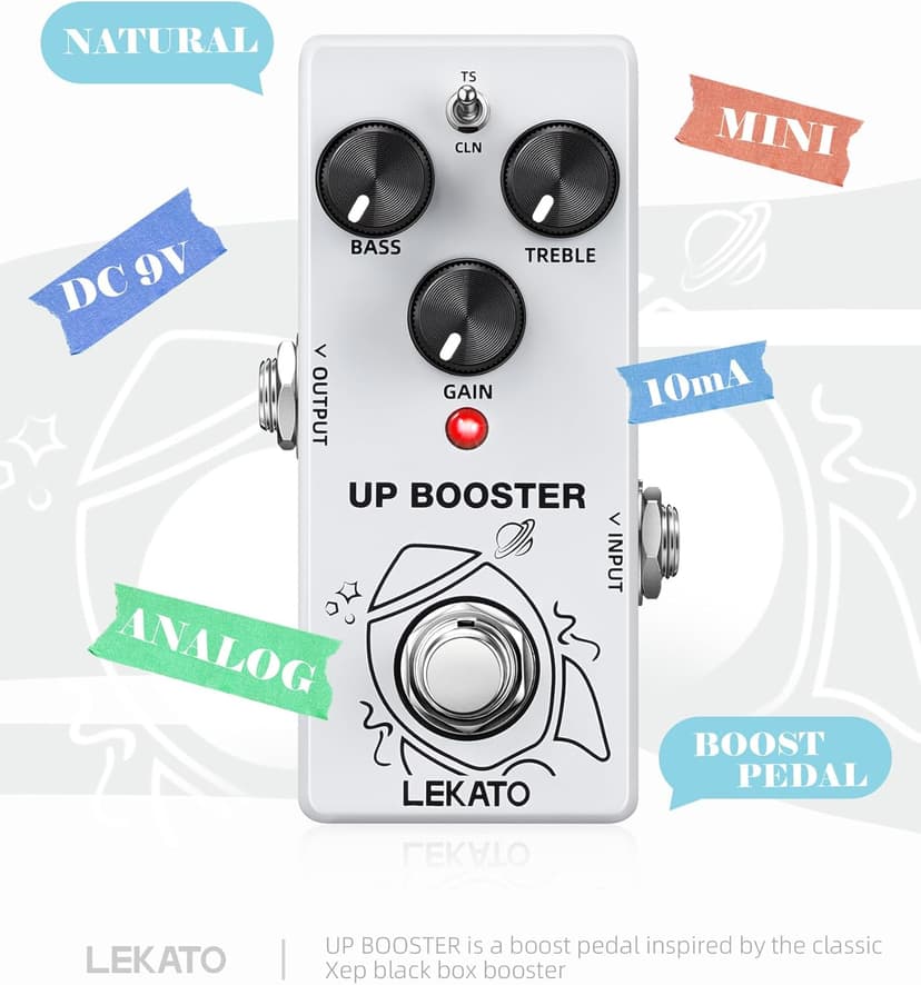 LEKATO Boost Guitar Pedal, 2-Mode Clean and TS Booster, Mini Boost Pedal for Electric Guitar, Truebypass, DC 9V
