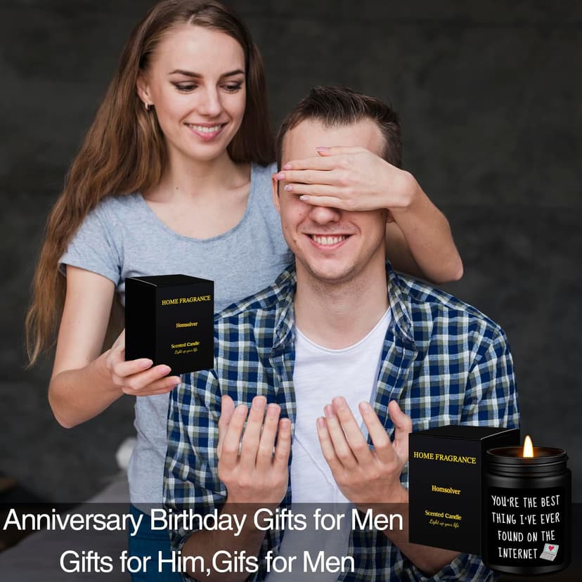 Anniversary Birthday Gifts for Men, Gifts for Boyfriend, Funny Romantic Wedding Gift for Men, Him, Boyfriend, Husband, Best Friends, Lover, Black Cedar Juniper Sandalwood Candle