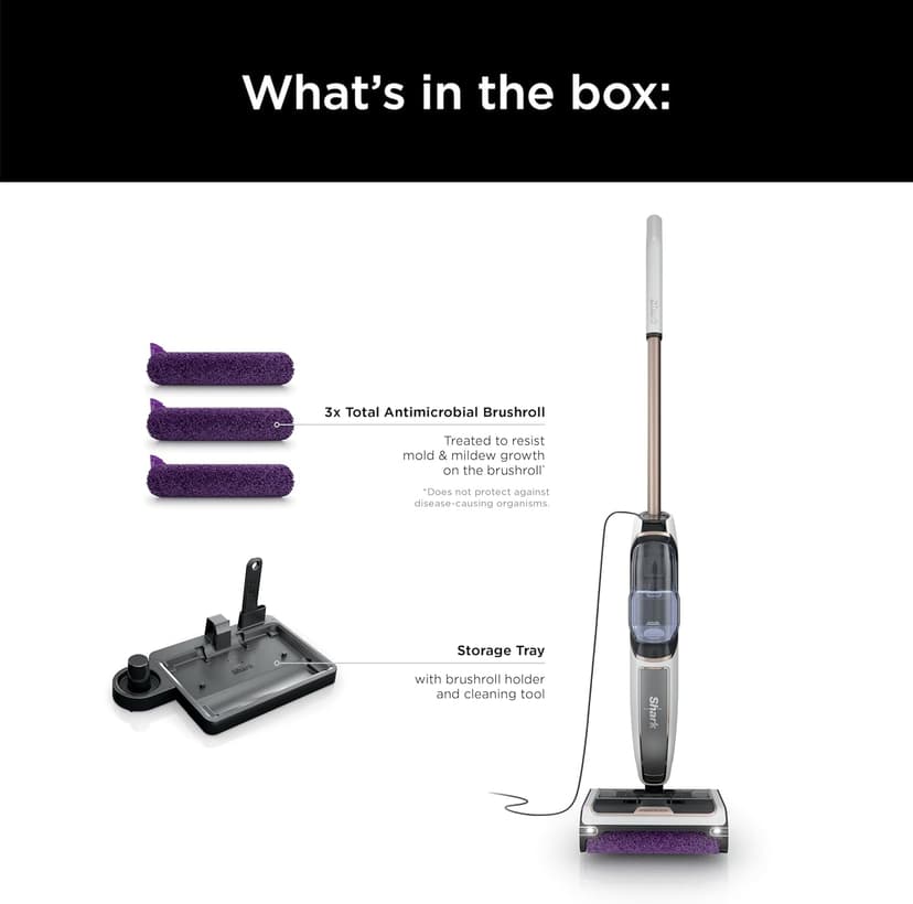 Shark Steam Pickup 3-in-1 Steam Mop Picks Up Debris, Deep Scrubs, & Steam Sanitizes - All At Once, Lightweight Steam Cleaner for Home, Steam Cleaner for Hardwood, Tile & Laminate, White, SD205CCO