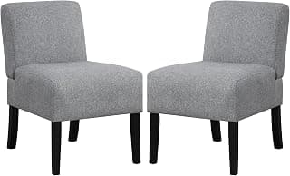 Giantex Armless Accent Chair Set of 2, Upholstered Living Room Chair with Rubber Wood Legs, Modern Slipper Side Chair, Reading Chair for Living Room, Bedroom, Waiting Room, Office, Small Spaces, Grey