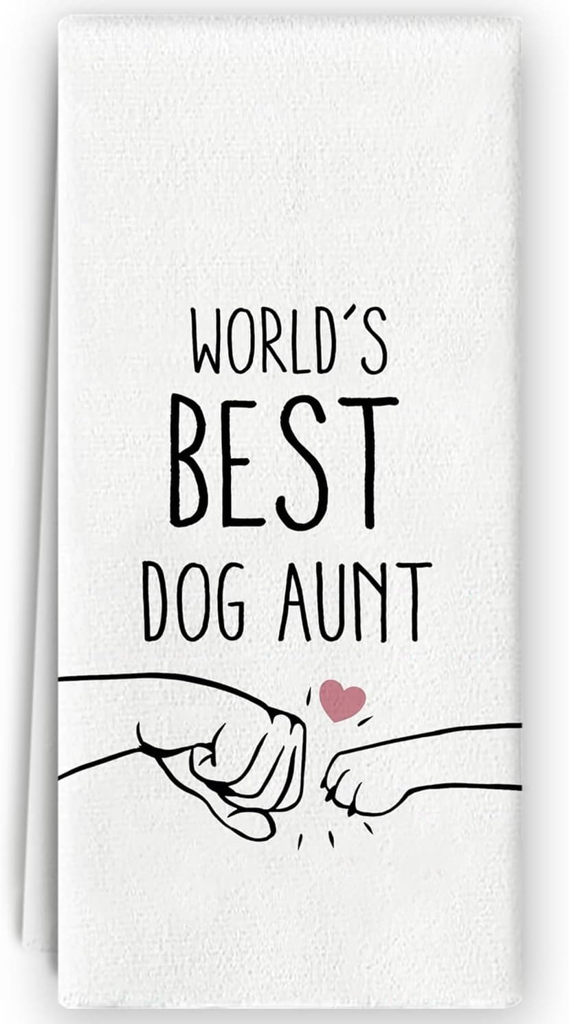 World's Best Dog Aunt Kitchen Towels, Aunt Gifts, Dog Gifts, Aunt Hand Towels Dish Towels for Bathroom Kitchen 16x24 Inch