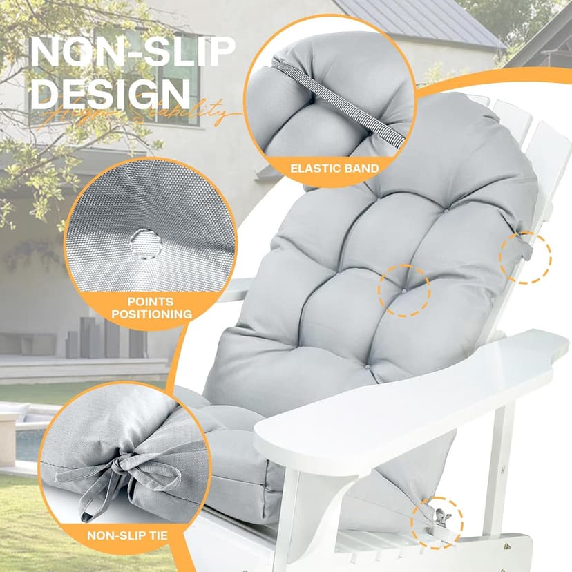 Outdoor Adirondack Chair Cushion Set of 2 Waterproof Lawn Chair Cushions 47.24 * 19.69 * 4", High Back Patio Cushions with Ties Elastic Band,Flower