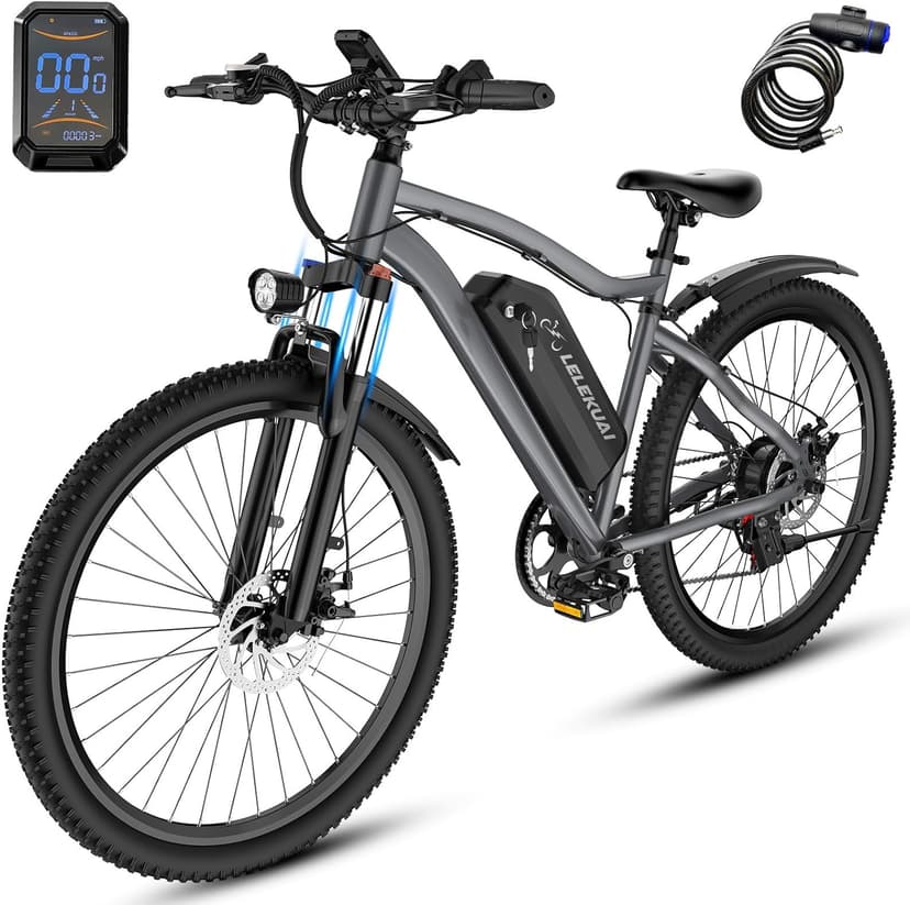 Electric Bike for Adults, 26" Commuter Ebikes with 7-Speed Gears, 25MPH Lightweight E Bike, 720W Peak Motor, 375Wh Removable Battery, 50 Miles Range, Electric Mountain Bicycle for All Terrain