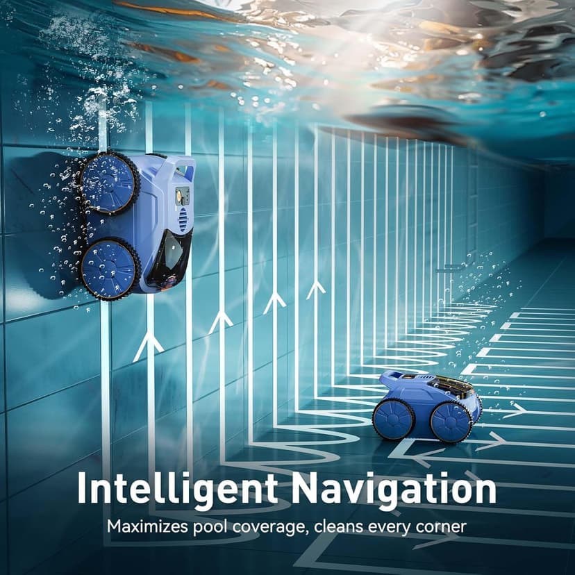 Pool Vacuum for Above Ground Pool, Lasts Up to 180 Mins, Self-Parking, LED Indicator, Wall Climbing Above Ground Pool Vacuum for Inground Pools, Robotic Pool Cleaner for Pools up to 2000 Sq.ft