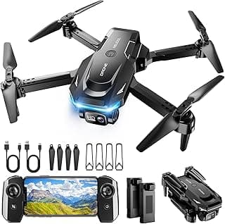Drone with 1080P Camera - Foldable Remote Control Quadcopter with Gesture Control, 3D Flip, One Key Start, Emergency Stop, 2 Batteries, Easier to use, Toy for Adults Beginners, Black