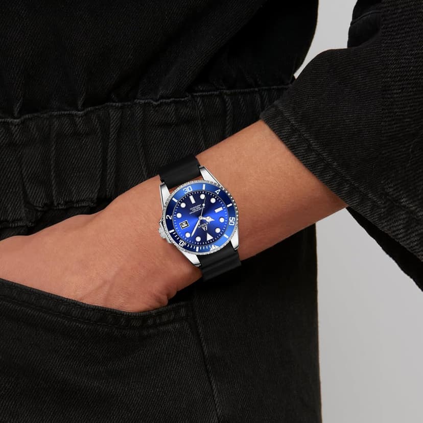 LN LENQIN Mens Watches Stainless Steel Waterproof Analog Quartz Watch for Men with Date Luminous Fashion Wristwatch