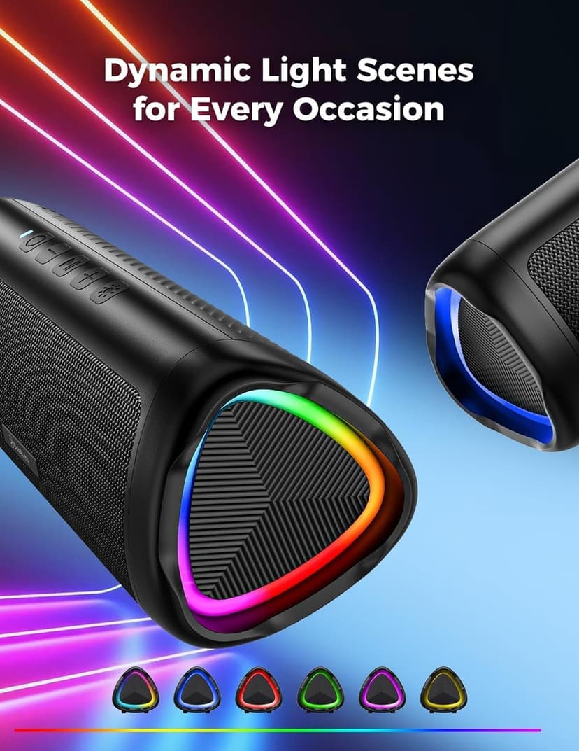 Bluetooth Speaker with HD Sound, Portable Wireless, IPX5 Waterproof, Up to 20H Playtime, TWS Pairing, BT5.3, for Home/Party/Outdoor/Beach, Stocking Stuffers, White Elephant Gifts for Adults (Black)