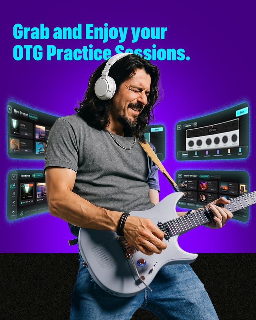 Enya Electric Guitar Inspire 39" Smart Electric Carbon Fiber Guitarra with 15W Wireless Speaker, 20 Distinct Tones, Onboard Presets, Charging Cable, Adjusting Wrench, and Gig Bag