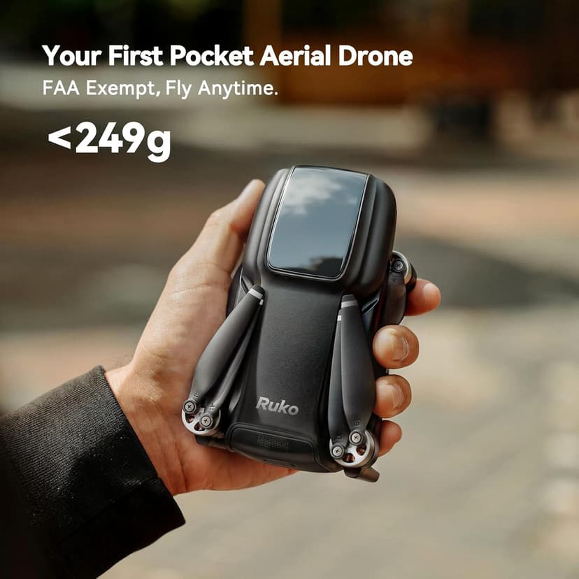 Ruko U11MINI 4K (RC3), Professional 8K Drone with 5.5" Touchcreen, Drones with camera for Adults 4K Video, 3-Axis Gimbal, 20000ft FPV Transmission, Under 249g FAA Exempt, Beginner (64-Min Flight)