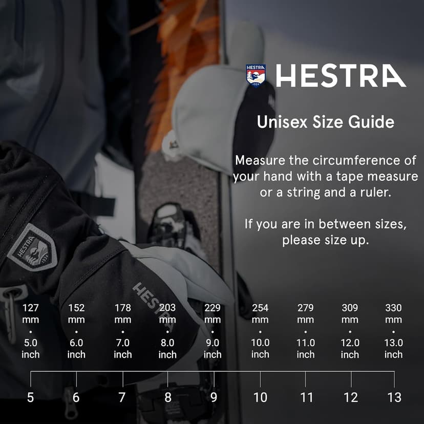 Hestra Unisex Leather Box Mitt, Leather Winter Ski Mittens for Alpine Skiing & Cold Winter Weather for Men & Women