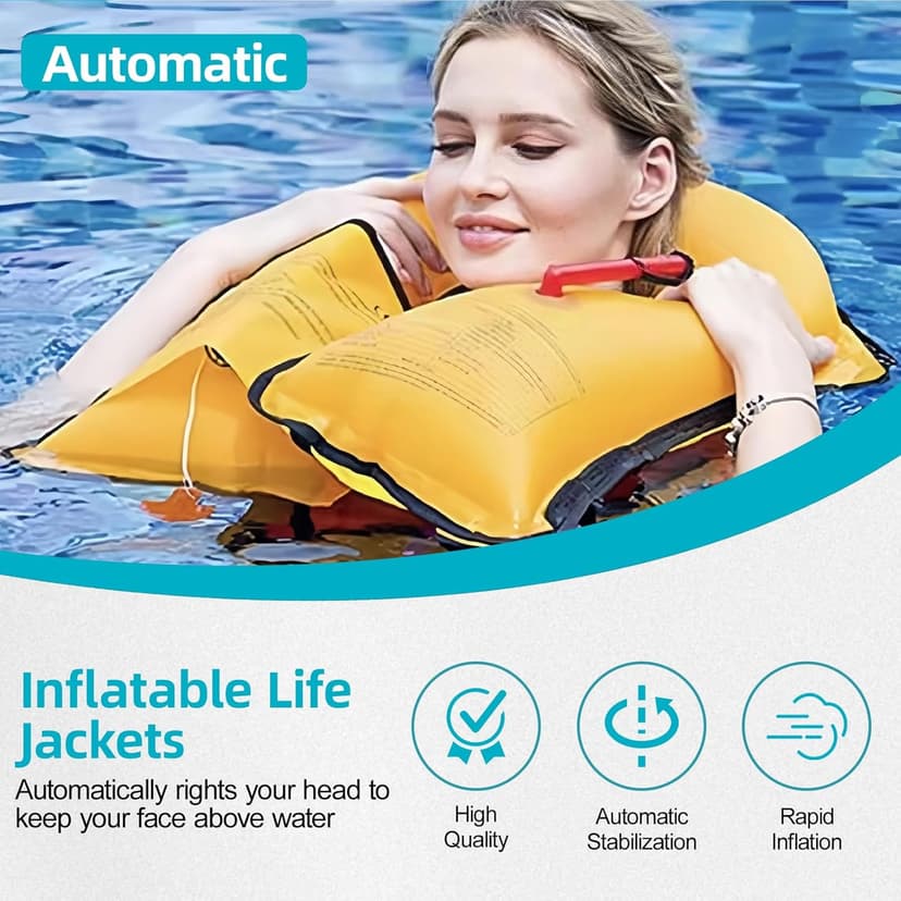 HWAYAN Automatic Inflatable Life Jacket | Inflatable PFD Jackets for Adults|Kayak Life Vest | for Outdoor Water Sports | Fishing Sailing | Jet Skiing | Supports up to 330 lbs