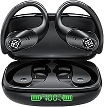 Wireless Earbuds Bluetooth Headphones 96H Playtime LED Display Waterproof Built in Mic Deep Bass Sound Secure Over Ear buds Earhooks for iPhone Android Samsung Cell Phones Sport Workout Gaming Running