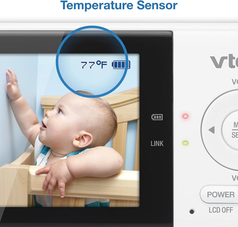 VTech Baby Monitor No WiFi – 19Hr Video Battery, 1000ft Range, Night Vision, Two-Way Talk, Temperature Sensor, Sound-Activated Screen, Lullabies | VM819