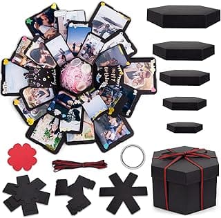 Koogel Explosion Gift Box, Handmade Exploding Photo Album Preassembled Surprise Picture Pop Up Love Box with Creative DIY Scrapbooking Accessories for Anniversary Birthday Wedding
