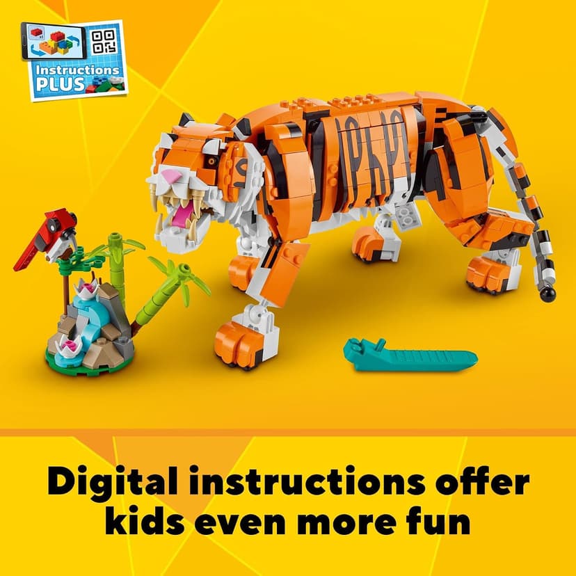 LEGO Creator 3 in 1 Majestic Tiger Building Set, Transforms from Tiger to Panda or Koi Fish Set, Animal Figures, Collectible Building Toy, Gifts for Kids, Boys & Girls 9 Plus Years Old, 31129 B09FM57L7B