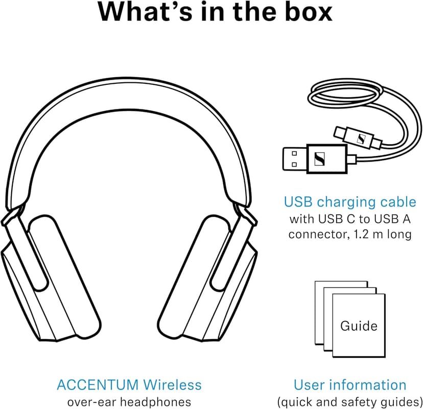 Sennheiser ACCENTUM Wireless Bluetooth Headphones Noise Cancelling - Up to 50HR Playtime, Hybrid Noise Cancelling (ANC), All-Day Comfort, Bluetooth Over Ear Headphones for School, Traveling, White