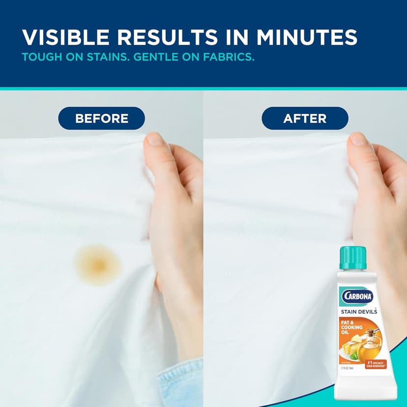 Carbona Stain Devils® #5 | Fat & Cooking Oil | Professional Strength Laundry Stain Remover | Multi-Fabric Cleaner | Safe Formula | 1.7 Fl Oz, 1 Pack