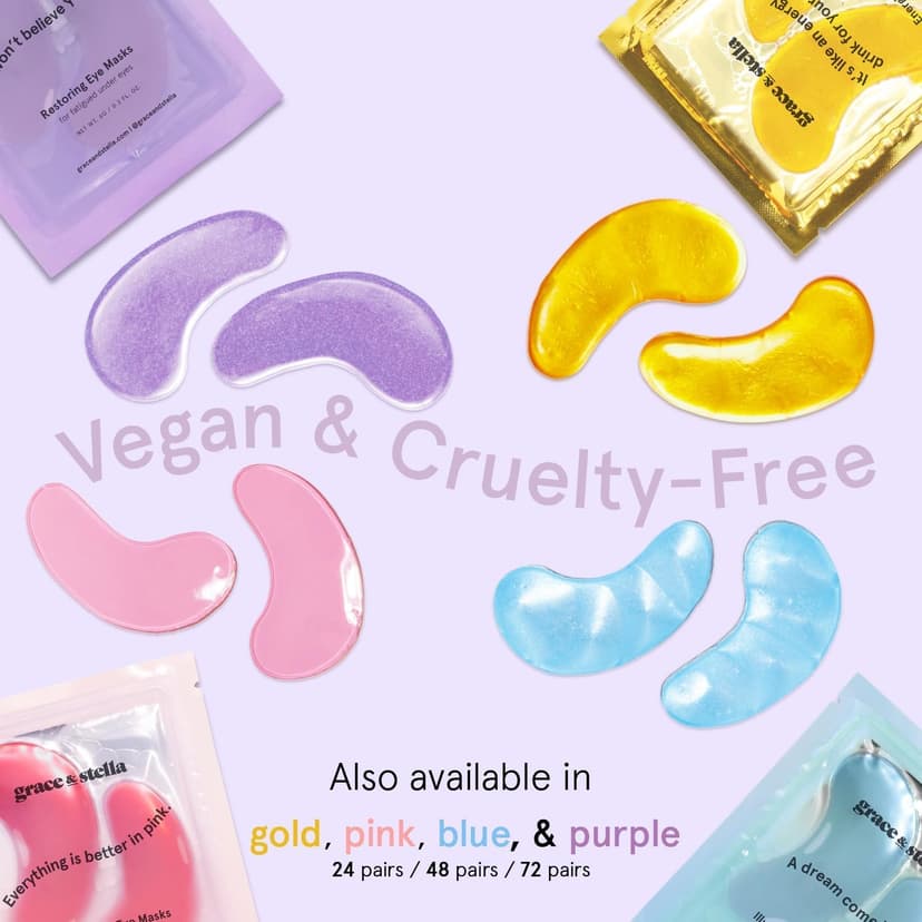 grace & stella Retinol Under Eye Patches for Puffy Eyes & Dark Circles - Restoring Gel Under Eye Masks with Hyaluronic Acid - Christmas Gifts for Teens, Birthday Gifts for Women (Purple, 24 Pairs)