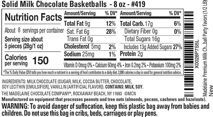 Madelaine Basketball Party Favors - 40 Individually Wrapped Milk Chocolate Basketball Candy - Basketball Team Gifts & Decorations (1/2 LB)