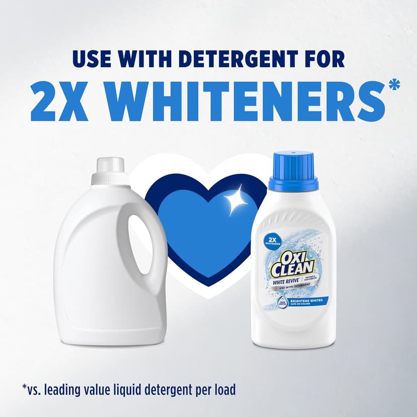 OxiClean White Revive Whitener & Stain Remover Liquid Additive, Water-Activated Oxygen Bleach for Laundry, 45 fl oz