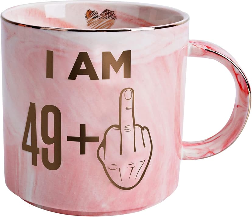 50th Birthday Gifts for Women - Funny Turning 50 Year Old Birthday Gift Ideas for Wife, Mom, Daughter, Sister, Aunt, Best Friends, BFF, Coworkers - Fabulous Pink Marble Mug, Ceramic 11.5oz Coffee Cup