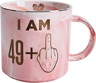 50th Birthday Gifts for Women - Funny Turning 50 Year Old Birthday Gift Ideas for Wife, Mom, Daughter, Sister, Aunt, Best Friends, BFF, Coworkers - Fabulous Pink Marble Mug, Ceramic 11.5oz Coffee Cup