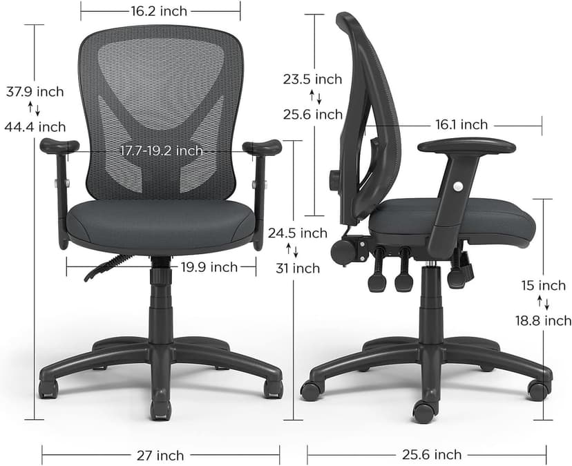 Staples Carder Ergonomic Task Chair, Mesh, Ergonomic, Lumbar Support, Adjustable Height, Black