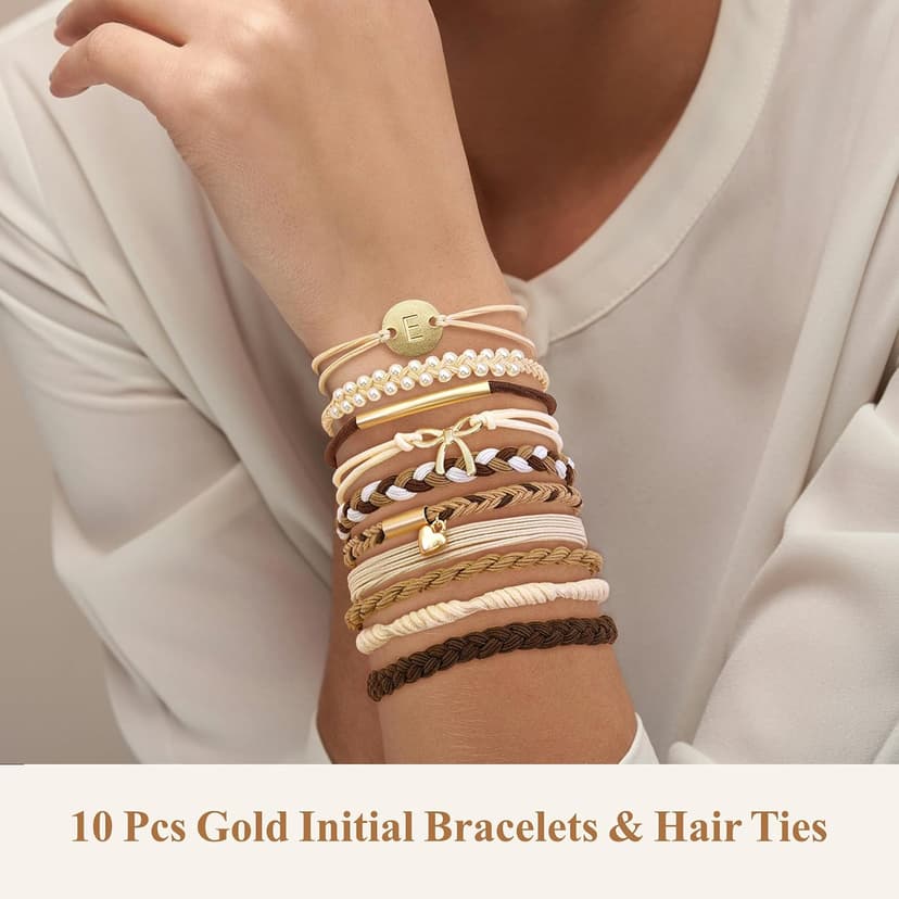 Hair Ties | Initial | Christmas Birthday Gifts for Women Girls Teen Girls | Stocking Stuffers | Hair Accessories | Letter M Teen Girl Gifts Trendy Stuff - 10 Pcs Hair Ties Bracelets, Gifts B0GL5L7B8H