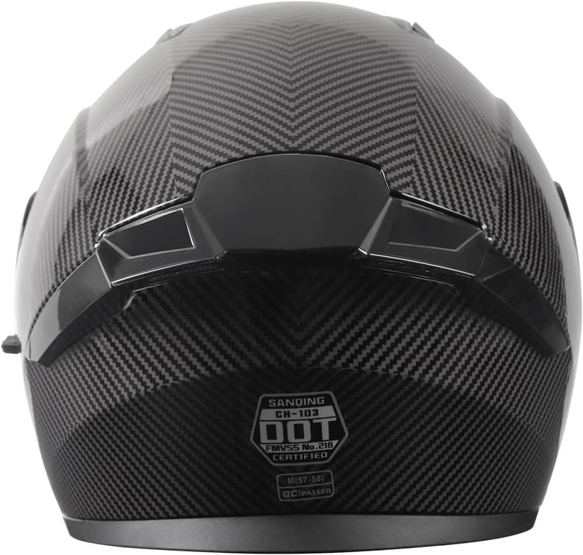 SPARK DOT Approved Modular Flip-Up Dual Visor Motorcycle Full Face Helmet for Adults Men & Women (Carbon Fiber, Large)