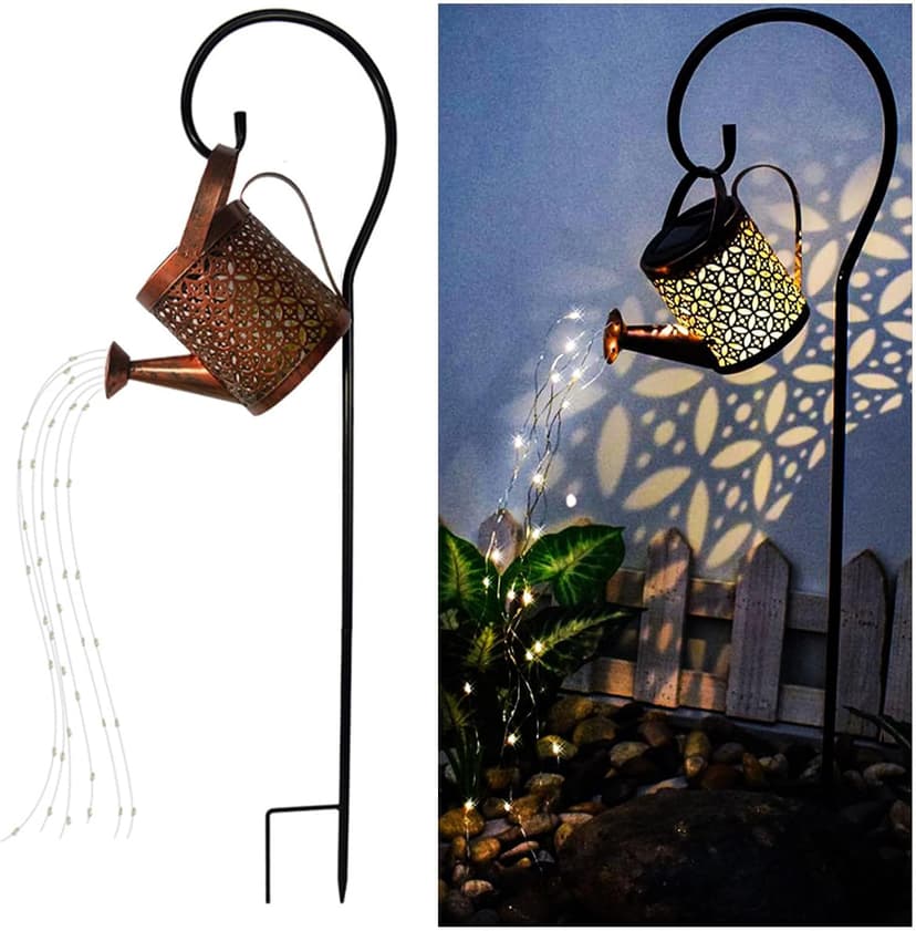 Unique Birthday Gardening Gifts for Women,Metal Solar Lanterns Outdoor Waterproof,Yard Art Cascading Lights,Patio Lawn decor Merrytech Solar Watering Can Light,Garden Decor Gifts for Mom Grandma Large B099FKMHQN