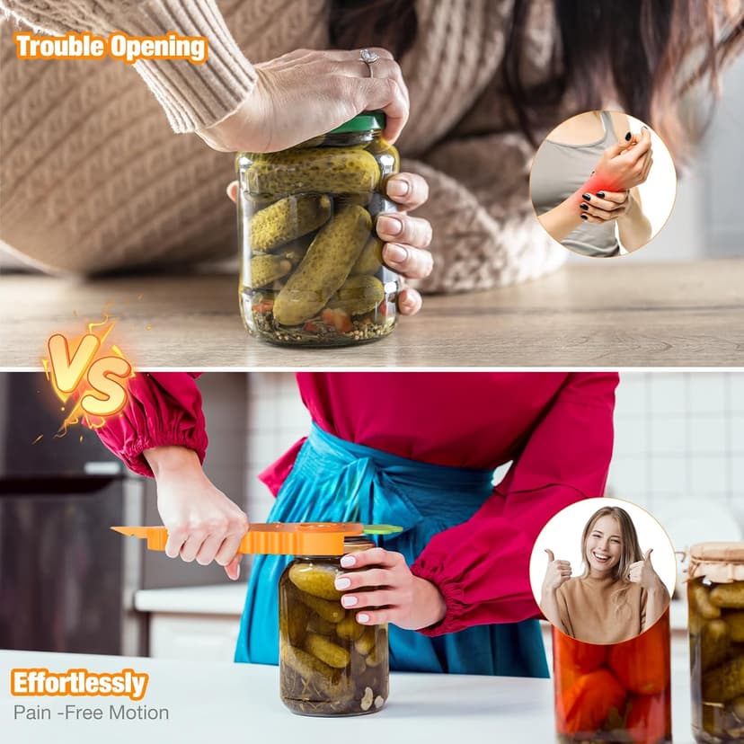 Jar Opener Bottle Opener for Weak Hands, Seniors with Arthritis and Anyone with Low Strength, Get Lids Off Easily, Carrot Shaped with Magnets for Decorate Fridge, Best Gift for Kitchen Gadgets