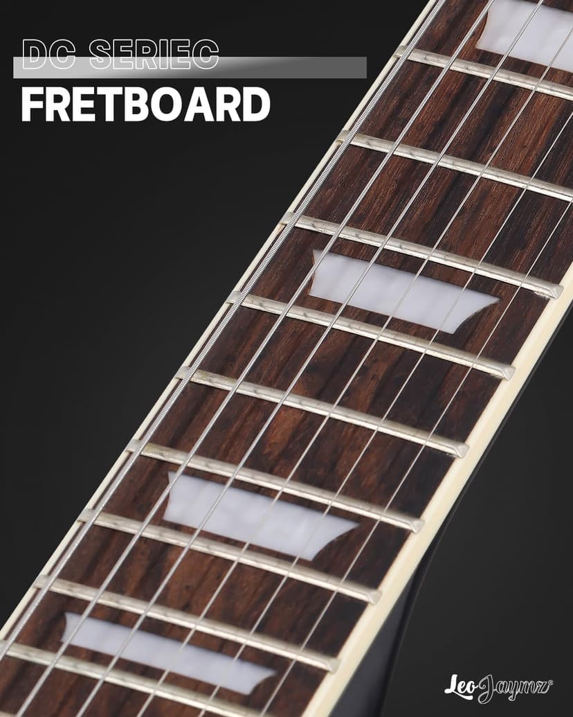 Leo Jaymz 39 Inch Solid Body Electric Guitar - Poplar Wood Body，Maple Neck and Laurel Wood Fretboard (Black)