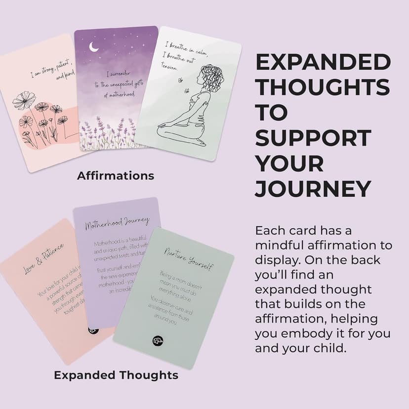 New Mom Affirmation Cards - 50 Postpartum Affirmation Cards for Women - Pregnancy & Self-Care Gifts for New Mom After Birth in Tin Box with Wooden Stand