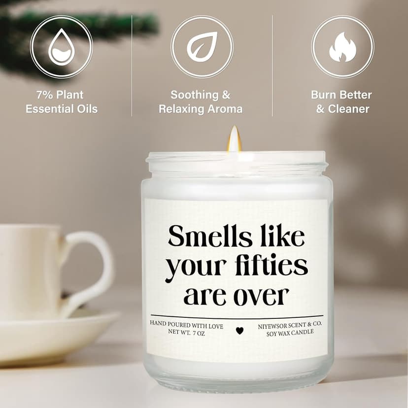 Niyewsor 60th Birthday Gifts for Women Men, Sixty Birthday Candle, 1965 60th Birthday Decorations for Woman Men, 60 Year Old Bday Gifts for Friends, Sister, Mom, Dad, Handmade, 7oz