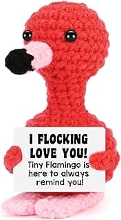Funny Gifts for Her Girlfriend Christmas Valentines Day Anniversary Women Birthday Gifts Wife Stocking Stuffers, I Love You Flamingo Romantic Gift for Couple, Handmade Crochet Flamingo Lover Present