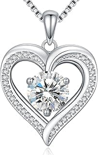 Moissanite Heart Necklaces for Women, 1-3 Carat Moissanite 925 Sterling Silver Necklace, Anniversary Present for Women, Birthday Gifts for Wife, Jewelry Gifts for Christmas, Valentine's Day