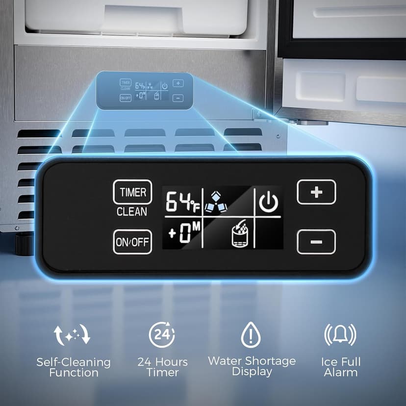 Kismile Under Counter Nugget Ice Maker, Pebble Ice Machine 80 lbs/Day, 24H Timer, Self-Cleaning, Double Ice Baskets, Built-in Ice Maker for Home & Office (Grey