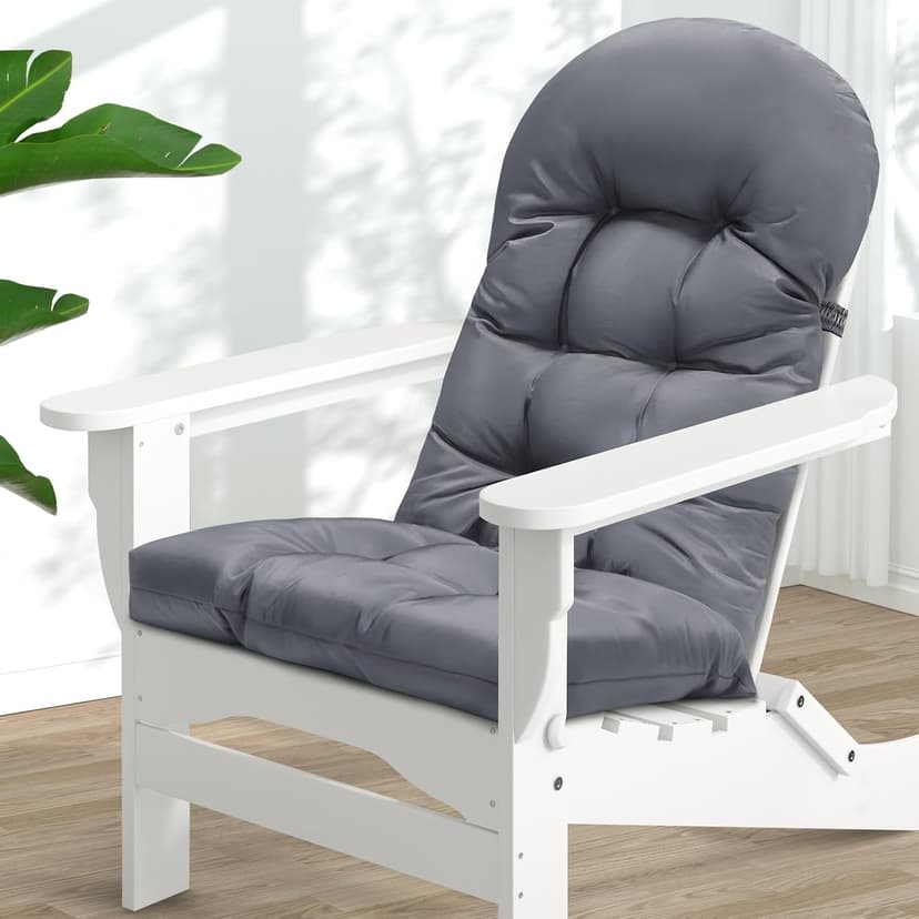 MAGIC ELEPHANT Adirondack Chair Cushion, Memory Foam Outdoor Chair Cushion, Water-Repellent Thick High Back Patio Rocking Chair Pad Seat Cushion Replacement (Gray)