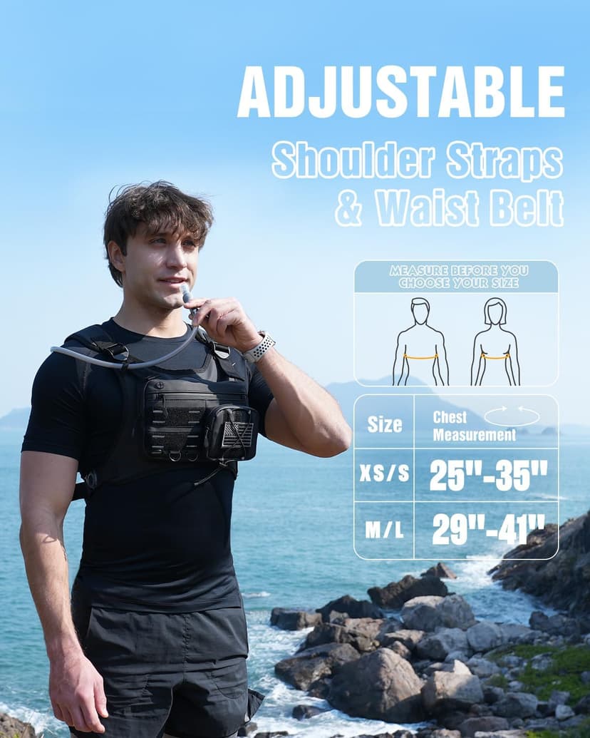 Running Vest with 2L Water Bladder, Hydration Backpack, USA Original Patent, Lightweight Hydration Pack with Gear Holder, Reflective Chest Pack for Men Women for Marathon