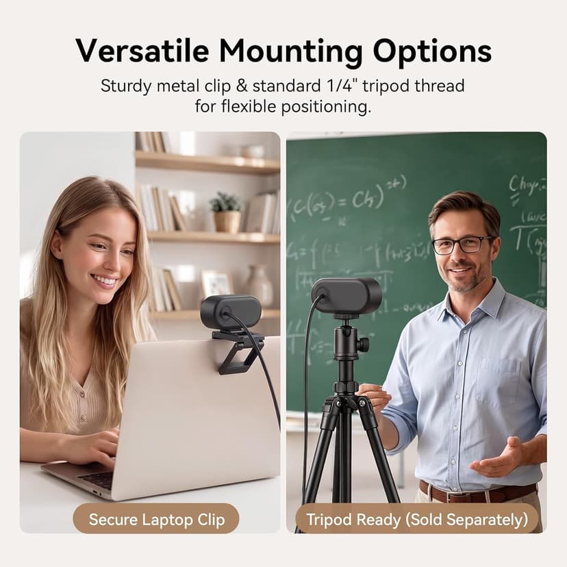 EMEET C100 1080P Webcam for PC, Fixed Focus, 66° FOV, Built-in Mic, Privacy Cover, Portable Metal Clip, Computer Camera for Home Office, Online Learning, Meetings, Streaming, Desktop, Laptop, PC USB-A