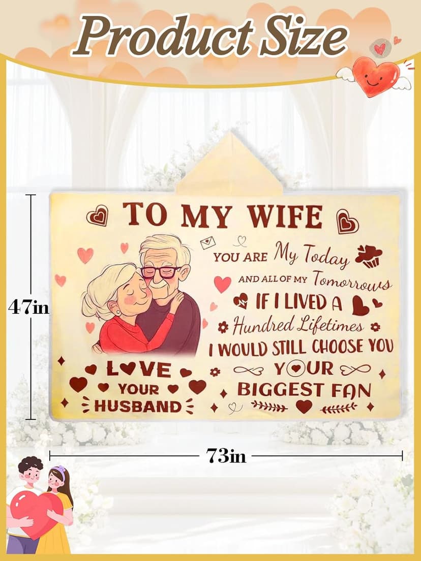 Bigmeta 47x73in Anniversary Birthday Gifts for Women from Husband - Wearable Blanket Christmas Warm Gifts for Wife, with Hoodie (Couple-Orange)