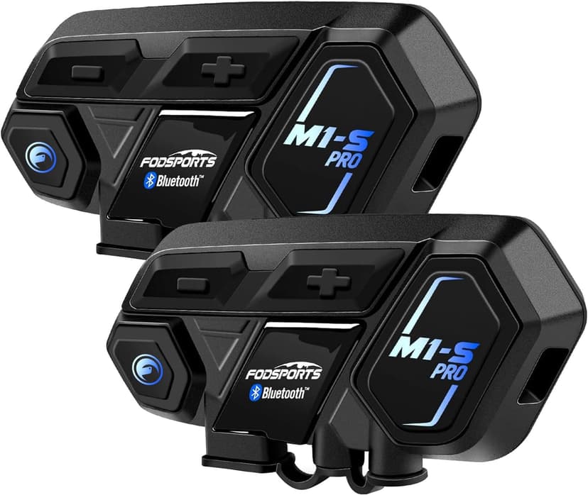 Fodsports Motorcycle Bluetooth Intercom, Music Sharing, M1S Pro 2000m 10 Riders Group Helmet Communication System Headset Universal Wireless Interphone (Waterproof/Handsfree/Stereo Music/GPS/2 Mic)