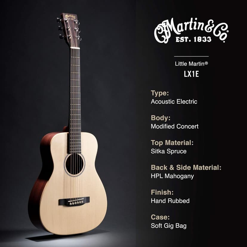 MARTIN LX1E Little Martin Solid Sitka Spruce/Mahogany HPL Acoustic/Electric w/Gig Bag